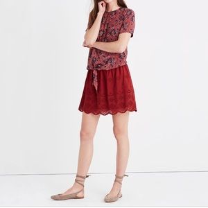 Madewell Red Eyelet Skirt